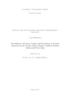 The Influence of Society, Gender and Psychology on Women Characters in the Works of Kate Chopin, Charlotte P. Gilman and Erica Jong