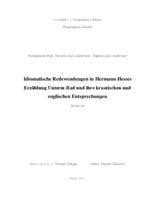 Idiomatische Redewendungen in Hermann Hesses Erzählung Unterm Rad und ihre kroatischen und englischen Entsprechungen