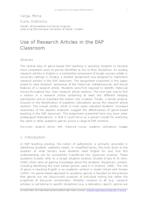 Use of Research Articles in the EAP Classroom