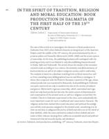 IN THE SPIRIT OF TRADITION, RELIGION AND MORAL EDUCATION: BOOK PRODUCTION IN DALMATIA OF THE FIRST HALF OF THE 19TH CENTURY