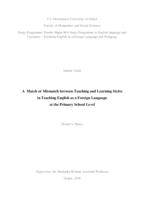 A  Match or Mismatch between Teaching and Learning Styles in Teaching English as a Foreign Language at the Primary School Level