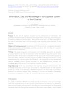 Information, data, and knowledge in the cognitive system of the observer