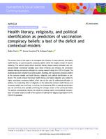 Health literacy, religiosity, and political identification as predictors of vaccination conspiracy beliefs: a test of the deficit and contextual models