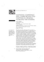 prikaz prve stranice dokumenta EMOTIONAL COMPETENCE  AND COMBAT-RELATED PTSD  SYMPTOMS IN CROATIAN  HOMELAND WAR VETERANS