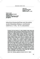 prikaz prve stranice dokumenta Hrvatska pisana baština kao povijesni izvor: prigodna poezija i Austrijsko Carstvo u 1. pol. 19. st. u Dalmaciji