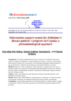 prikaz prve stranice dokumenta Information support system for Alzheimer’s disease patients’ caregivers in Croatia: a phenomenological approach