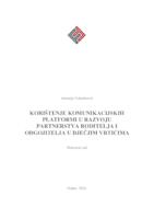 prikaz prve stranice dokumenta Korištenje komunikacijskih platformi u razvoju partnerstva roditelja i odgojitelja u dječjim vrtićima